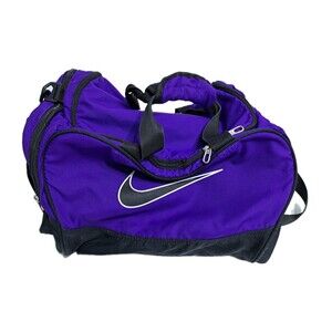 Nike Gym Duffle Bag Shoulder Strap Swoosh Purple Black Carry On Travel Overnight